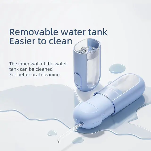 Alt view image 5 of 7 - Water Dental Flosser - , Portable Cordless Oral Irrigator 3 Modes & 150ML Pull-Out Type Detachable Tank, 6 Jet Tips, IPX7 Waterproof