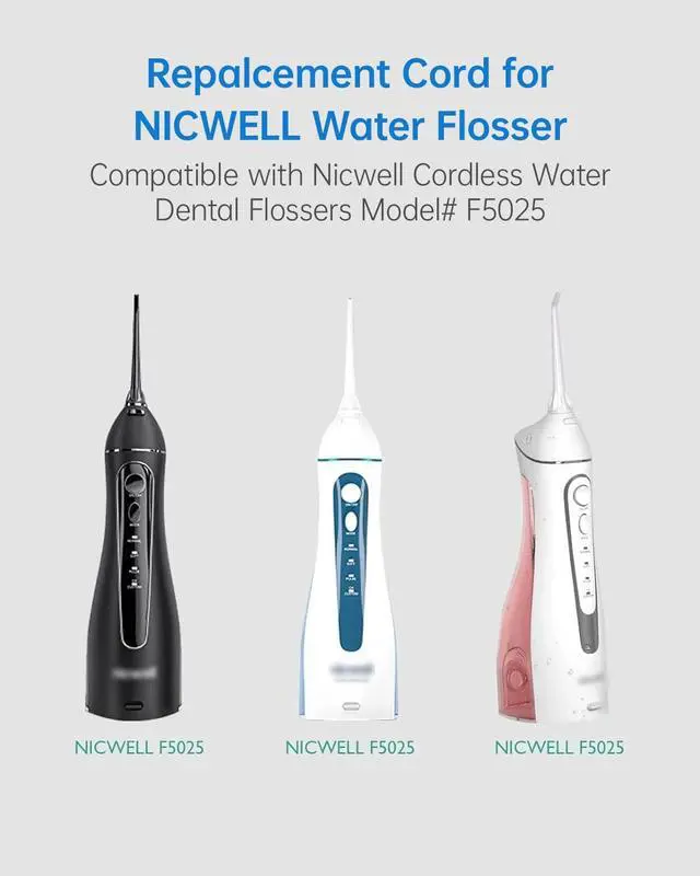 Alt view image 2 of 7 - Water Flosser Charger Replacement for COSLUS, Nicwell, Nicefeel, Hangsun, Aquasonic, MOSPRO, Oralfree, Tovendor, Initio, McNaval, Zerhunt and Cremax Oral Irrigator Water Flosser 4.9FT(1.5M) Black