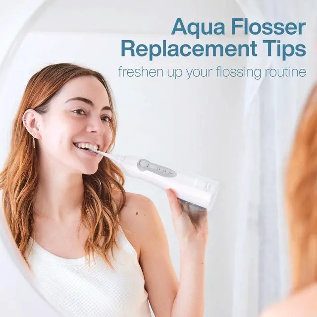 Alt view image 3 of 7 - Genuine Aqua Flosser Replacement Tips - 5 Tips, 4 Types: Standard, Periodontal, Orthodontic & Tongue Scraper - Authentic Parts (White)
