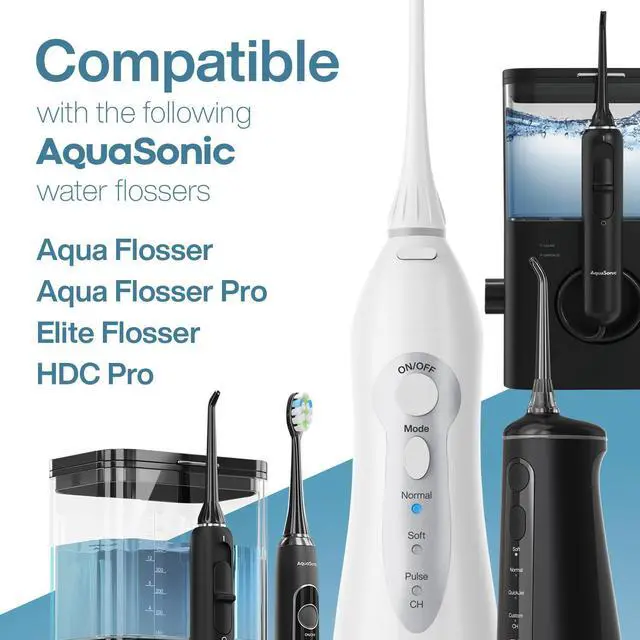 Alt view image 2 of 7 - Genuine Aqua Flosser Replacement Tips - 5 Tips, 4 Types: Standard, Periodontal, Orthodontic & Tongue Scraper - Authentic Parts (White)