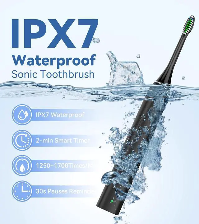 Alt view image 6 of 7 - Water Flosser & Ultrasonic Electric Toothbrush Combo, 600ML Water Dental Flosser with 7 Jet Tips, 10 Adjustable Water Pressure, 5 Toothbrush Heads for Home Use, Gums, Braces