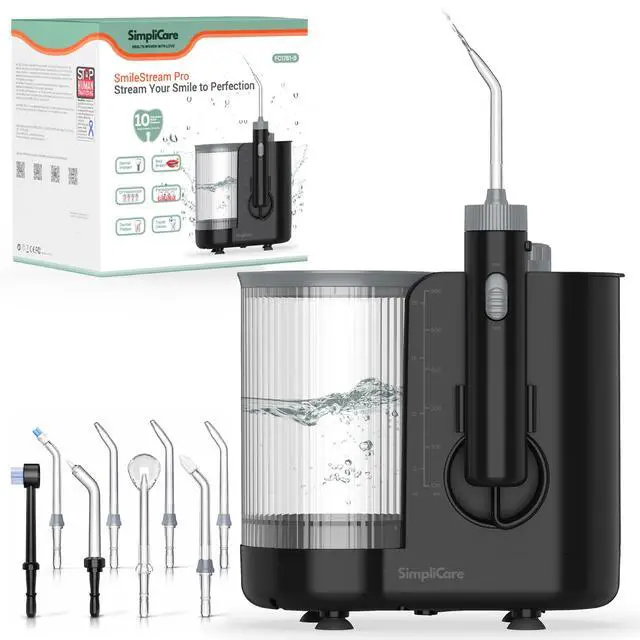 Main image of Pro Countertop Water Flosser, 21-160 PSI, 20.3oz Tank, 8 Tips