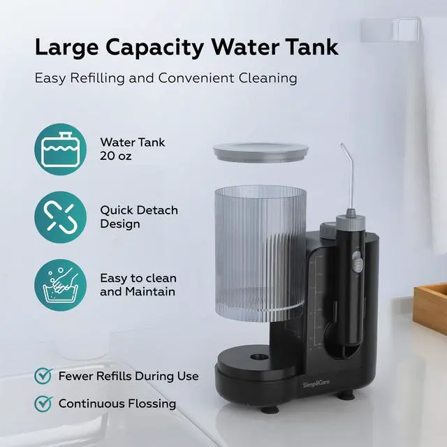 Alt view image 3 of 7 - Pro Countertop Water Flosser, 21-160 PSI, 20.3oz Tank, 8 Tips