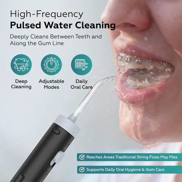 Alt view image 7 of 7 - Pro Countertop Water Flosser, 21-160 PSI, 20.3oz Tank, 8 Tips