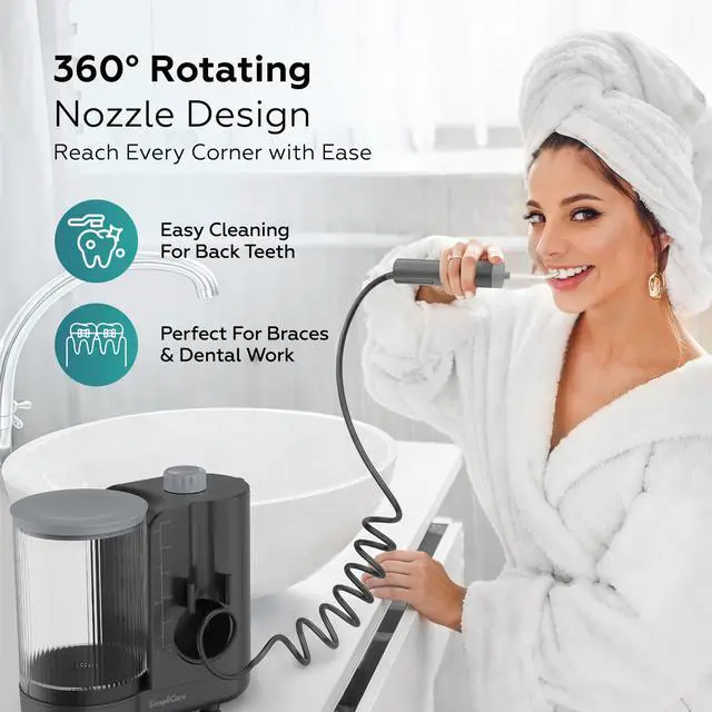 Alt view image 6 of 7 - Pro Countertop Water Flosser, 21-160 PSI, 20.3oz Tank, 8 Tips