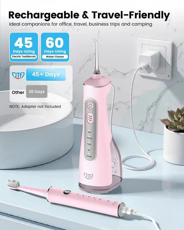 Alt view image 4 of 7 - Electric Toothbrush with Water Flosser Combo: 2-in-1 Portable Oral Clean Kit for Effective Yet Gentle Brushing & Flossing, Multiple Modes for Braces & Sensitive Gums Care, Cordless for Home Travel