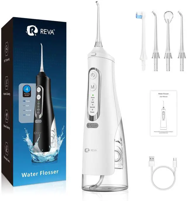 Main image of Cordless Dental Water Flosser for Teeth, Gums & Braces - Electric Oral Irrigator 310ML, 4 Modes, Rechargeable, 4 Jet Tips, Smart Memory, 360° Nozzle, IPX7 Waterproof & Low Noise (M209 - White)