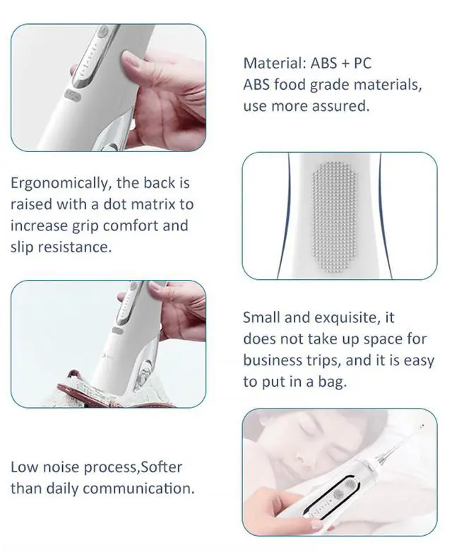 Alt view image 5 of 7 - Cordless Dental Water Flosser for Teeth, Gums & Braces - Electric Oral Irrigator 310ML, 4 Modes, Rechargeable, 4 Jet Tips, Smart Memory, 360° Nozzle, IPX7 Waterproof & Low Noise (M209 - White)