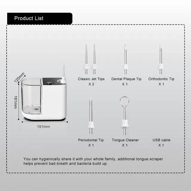 Alt view image 3 of 7 - Upgraded Version 900ML Large Capacity Countertop Water Flosser, Aquarius Water Flosser Professional with UV Sanitizer Light, Oral Irrigator for Teeth, Gums, Braces, Dental Care