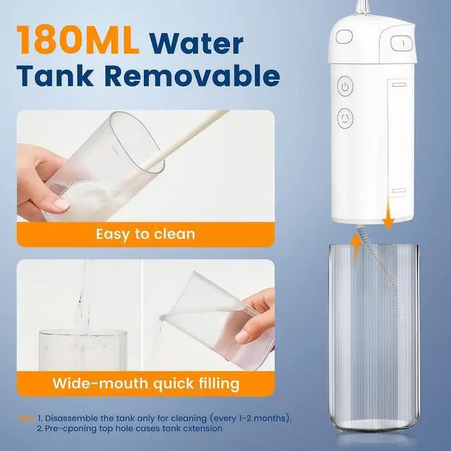 Alt view image 6 of 7 - Mini Water flosser, Suitable for Teeth, Gums, and Braces, Designed for Oral Carethe IPX7 Waterproof Electric Water flosser Features 4 Modes and 5 nozzles to Meet the Needs of Different Users