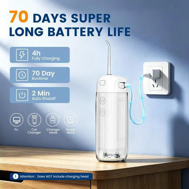 Alt view image 7 of 7 - Mini Water flosser, Suitable for Teeth, Gums, and Braces, Designed for Oral Carethe IPX7 Waterproof Electric Water flosser Features 4 Modes and 5 nozzles to Meet the Needs of Different Users
