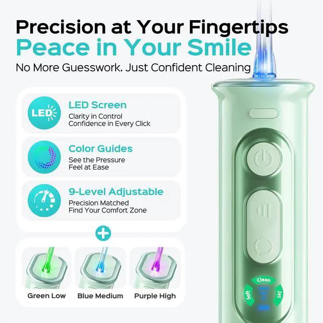 Alt view image 2 of 7 - T50 Portable Water Dental Flosser for Travel with Screen Display