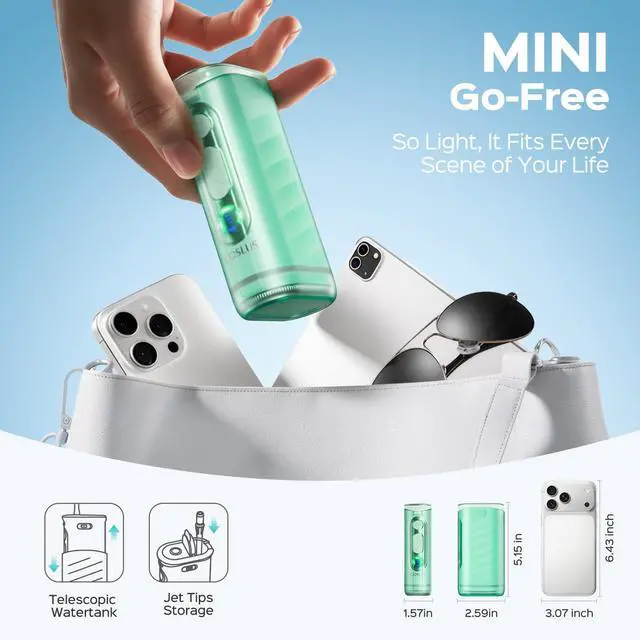 Alt view image 4 of 7 - T50 Portable Water Dental Flosser for Travel with Screen Display