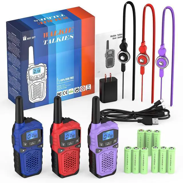 Alt view image 7 of 7 - Walkie Talkies for Adults- Long Range Two Way Radio for Camping Hiking Hand Held Hiking Accessories Camping Gear Xmas Birthday Gift for Kids,SOS Siren,NOAA Weather Alert,3 Radios