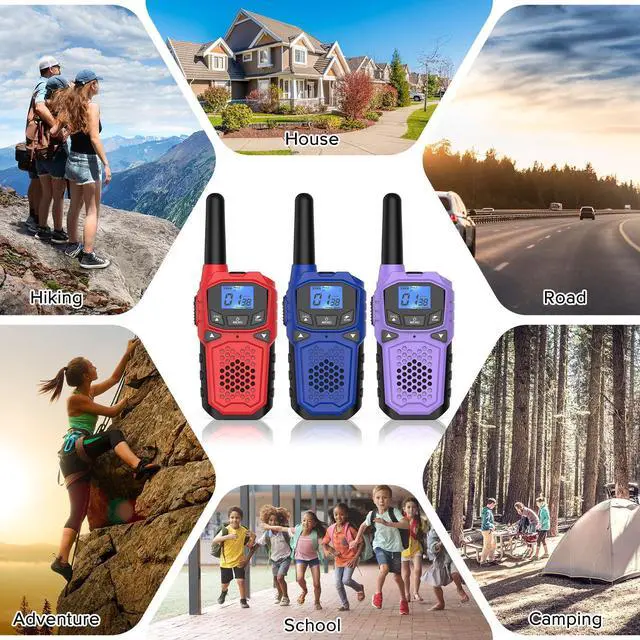 Alt view image 6 of 7 - Walkie Talkies for Adults- Long Range Two Way Radio for Camping Hiking Hand Held Hiking Accessories Camping Gear Xmas Birthday Gift for Kids,SOS Siren,NOAA Weather Alert,3 Radios