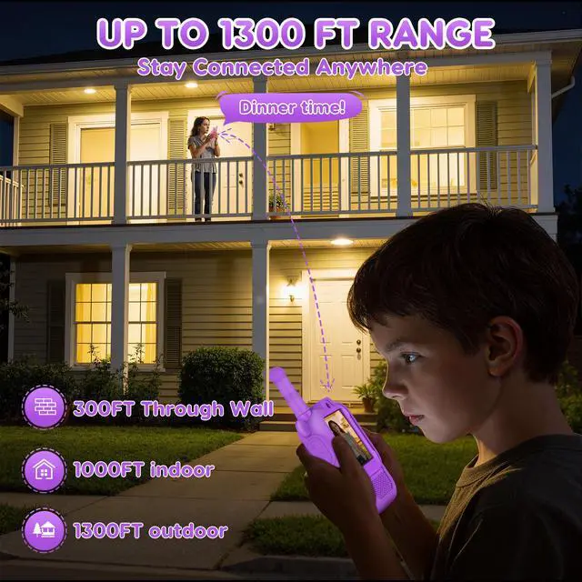 Alt view image 5 of 7 - Video Walkie Talkies for Kids, Silicone Anti-Fall 2 Pack Rechargeable Kids Walkie Talkies with Camera, Indoor Outdoor Toys, Christmas Birthday Gifts for Boys Girls Ages 3+, Pink & Purple Set