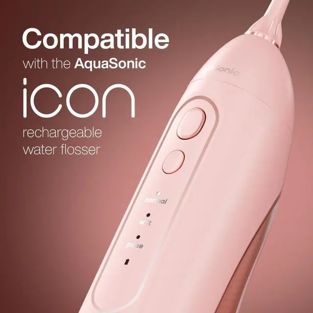 Alt view image 4 of 7 - Genuine Icon Water Flosser Replacement Tips - 5 Tips, 4 Types: Standard, Periodontal, Orthodontic & Tongue Scraper - Authentic Parts (Blush)