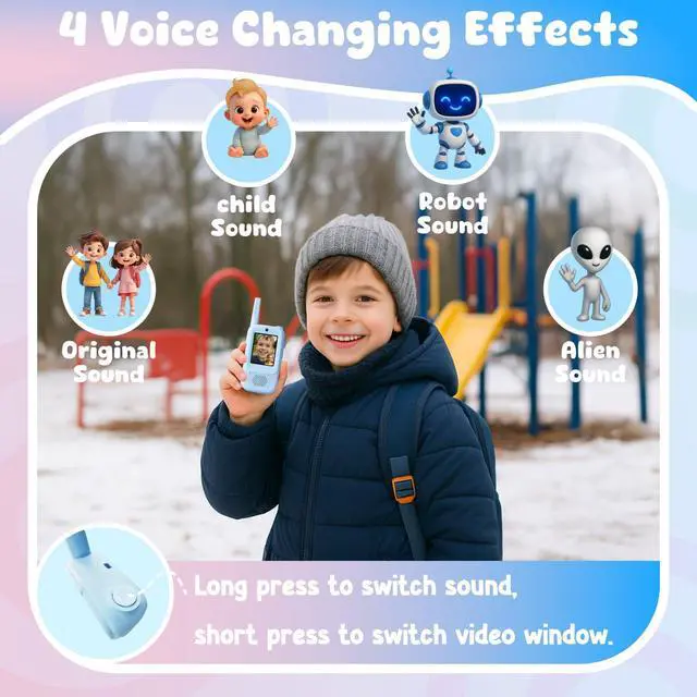 Alt view image 2 of 7 - Video Walkie Talkies for Kids, Handheld 2 Pack Rechargeable Video Walkies Talkies, Indoor Outdoor Toys Christmas Birthday Gifts for Age 3-12 Year Old Girls Boys (Blue & Pink)
