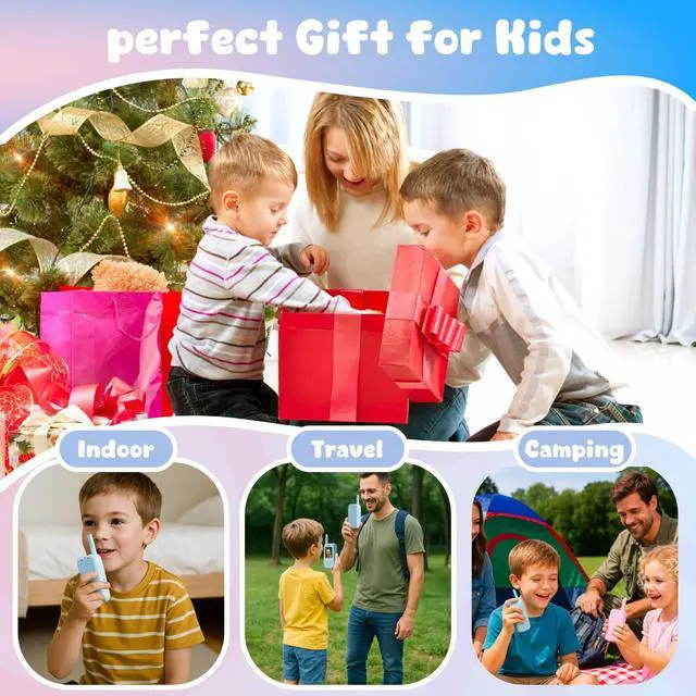Alt view image 7 of 7 - Video Walkie Talkies for Kids, Handheld 2 Pack Rechargeable Video Walkies Talkies, Indoor Outdoor Toys Christmas Birthday Gifts for Age 3-12 Year Old Girls Boys (Blue & Pink)