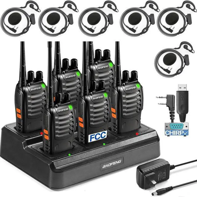 Main image of BF-888S 6Pack Long Range Walkie Talkies for Adults and Business Rechargeable Two Way Radios with 6-Way Charger, Programming Cable & Headphones, FCC Certified 16 Channel UHF Radios
