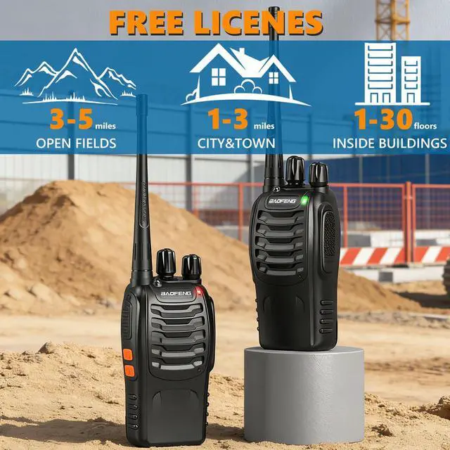 Alt view image 2 of 7 - BF-888S 6Pack Long Range Walkie Talkies for Adults and Business Rechargeable Two Way Radios with 6-Way Charger, Programming Cable & Headphones, FCC Certified 16 Channel UHF Radios