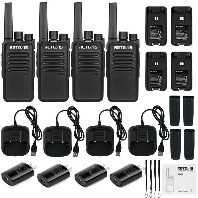Alt view image 6 of 7 - RT68 Walkie Talkies for Adults, Portable FRS Two-Way Radio (4 Pack)