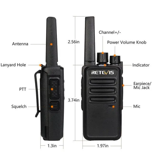 Alt view image 7 of 7 - RT68 Walkie Talkies for Adults, Portable FRS Two-Way Radio (4 Pack)