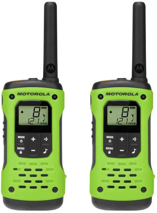 Main image of , Portable FRS, T600_H2O, Talkabout, Two Way Radios Waterproof Walkie Talkie Emergency Preparedness, Rechargeable, 22 Channel, 35 Mile, Green, 2 Pack