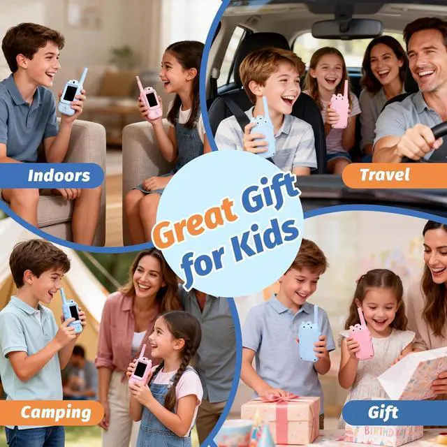 Alt view image 6 of 7 - Walkie Talkies for Kids with Real-Time Video Chat, 2 Pack Rechargeable Two-Way Radios, Long Range & Voice Changer, Indoor Outdoor Adventure Toys for Boys Girls Age 3-12 (Blue/Pink)
