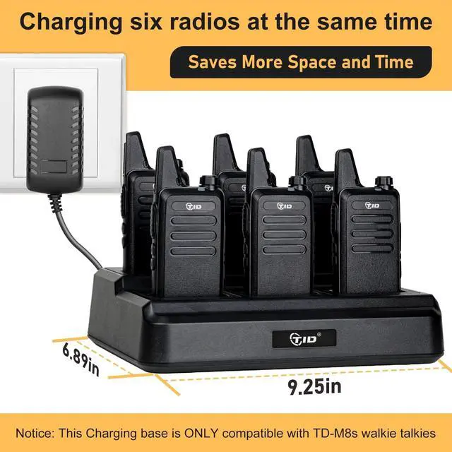 Alt view image 3 of 7 - TD-M8s Walkie Talkies for Adults with Earpiece (8 Pack) Long Range Two Way Radio with 6 Way Multi Gang Charger and USB Charger for Warehouse Business Church and