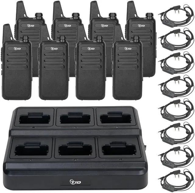 Main image of TD-M8s Walkie Talkies for Adults with Earpiece (8 Pack) Long Range Two Way Radio with 6 Way Multi Gang Charger and USB Charger for Warehouse Business Church and
