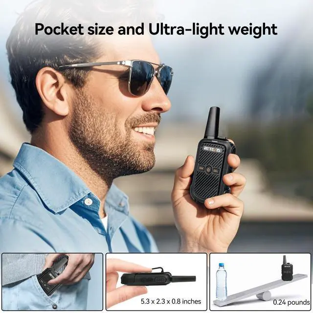 Alt view image 2 of 7 - RT15 Mini Walkie Talkies for Adults, Small Portable 2 Way Radios