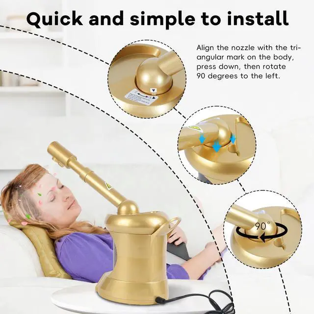 Alt view image 7 of 7 - Facial Steamer, Nano Ionic Face Steamer with Extendable Arm, Gold