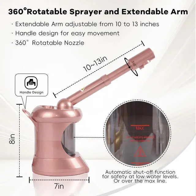 Alt view image 5 of 6 - Facial Steamer, Professional Face Steamer with Extendable Nozzle, Face Steamer for Home Use