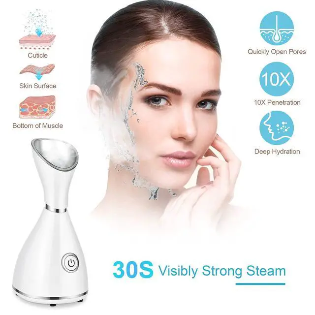 Alt view image 3 of 7 - Facial Steamer for Face, Face Steamer for Facial Deep Cleaning, Face Steamer Nano Mister Set for Sinuses, Unclogs Pores, Home SPA, Skin Care