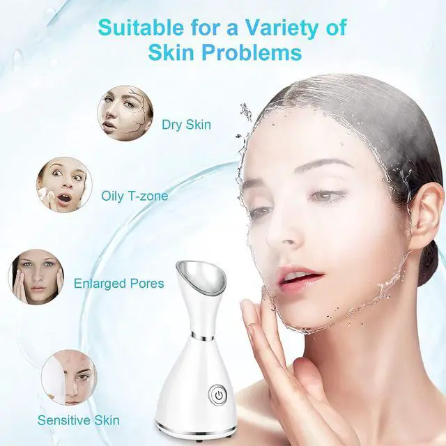 Alt view image 2 of 7 - Facial Steamer for Face, Face Steamer for Facial Deep Cleaning, Face Steamer Nano Mister Set for Sinuses, Unclogs Pores, Home SPA, Skin Care