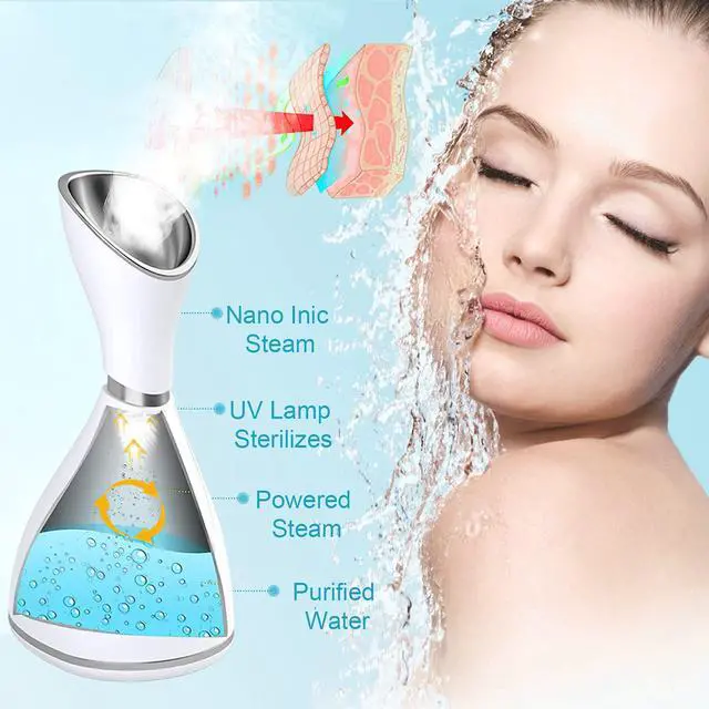 Alt view image 4 of 7 - Facial Steamer for Face, Face Steamer for Facial Deep Cleaning, Face Steamer Nano Mister Set for Sinuses, Unclogs Pores, Home SPA, Skin Care