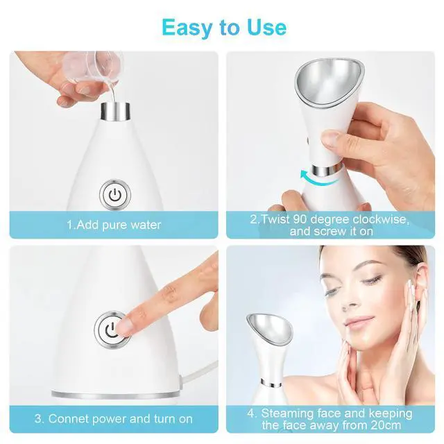 Alt view image 6 of 7 - Facial Steamer for Face, Face Steamer for Facial Deep Cleaning, Face Steamer Nano Mister Set for Sinuses, Unclogs Pores, Home SPA, Skin Care