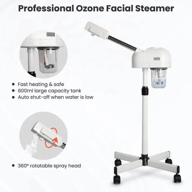 Alt view image 3 of 7 - Height Adjustable Professional Facial Steamer, White