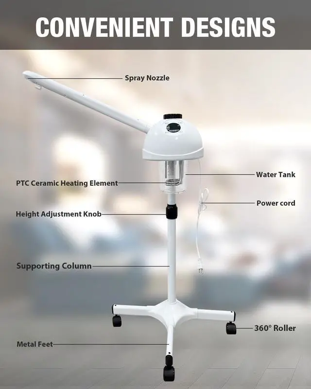 Alt view image 6 of 7 - Professional Facial Steamer Adjustable Height Facial Steamer White