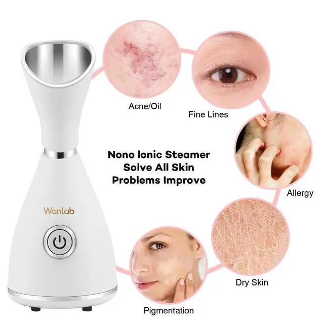 Alt view image 3 of 7 - Portable Facial Steamer Nano Face Steamer Warm Mist Home Skin Spa Steamers for Sinuses Acne Pores Cleanse Blackhead Remover Kit Mask Brush