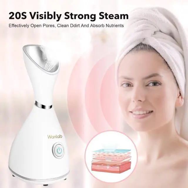 Alt view image 4 of 7 - Portable Facial Steamer Nano Face Steamer Warm Mist Home Skin Spa Steamers for Sinuses Acne Pores Cleanse Blackhead Remover Kit Mask Brush