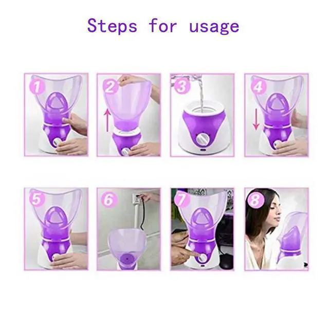 Alt view image 6 of 6 - Facial Steamer Professional Steam Inhaler Facial Sauna Spa for Face Mask Moisturizer - Sinus with Aromatherapy; Pores with Timer and Extract Blackheads, Diffuser Skin Care(Purple)
