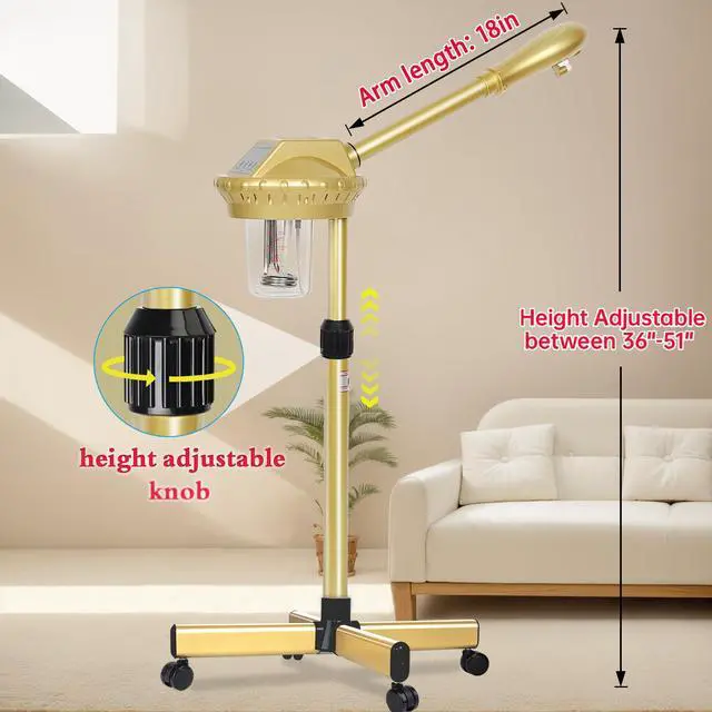 Alt view image 2 of 7 - Facial Steamer Professional, Steamer for Face on Wheels Gold
