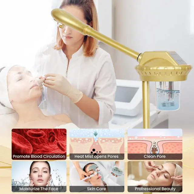 Alt view image 3 of 7 - Facial Steamer Professional for Deep Cleaning and Hydration, Gold