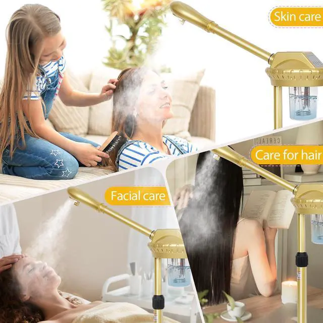 Alt view image 7 of 7 - Facial Steamer Professional, Steamer for Face on Wheels Gold