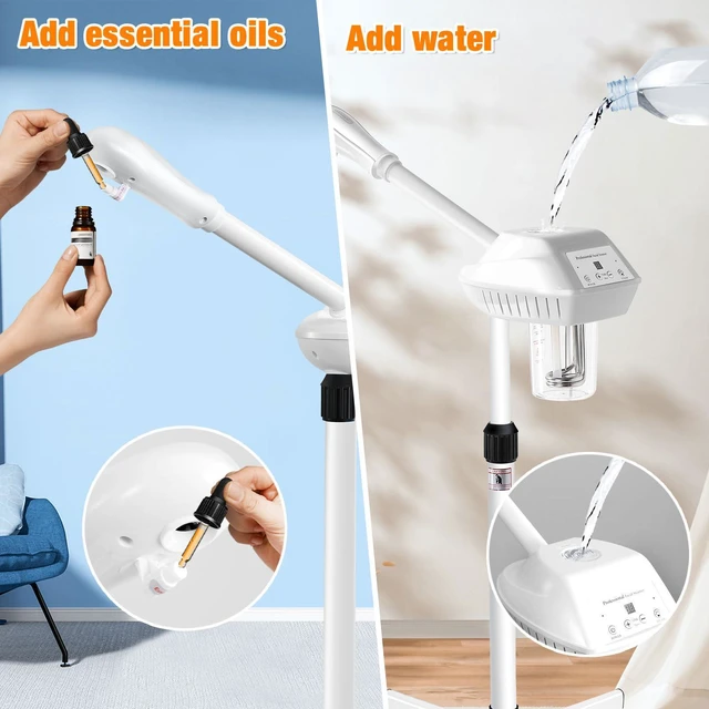 Alt view image 6 of 7 - Professional Facial Steamer for Atomization Humidifier Atomizer, Adjustable Height and Angle, Face Steamer Clean Skin Firming Pores and Moisturizing Suitable for a Beauty, Spa, at Home
