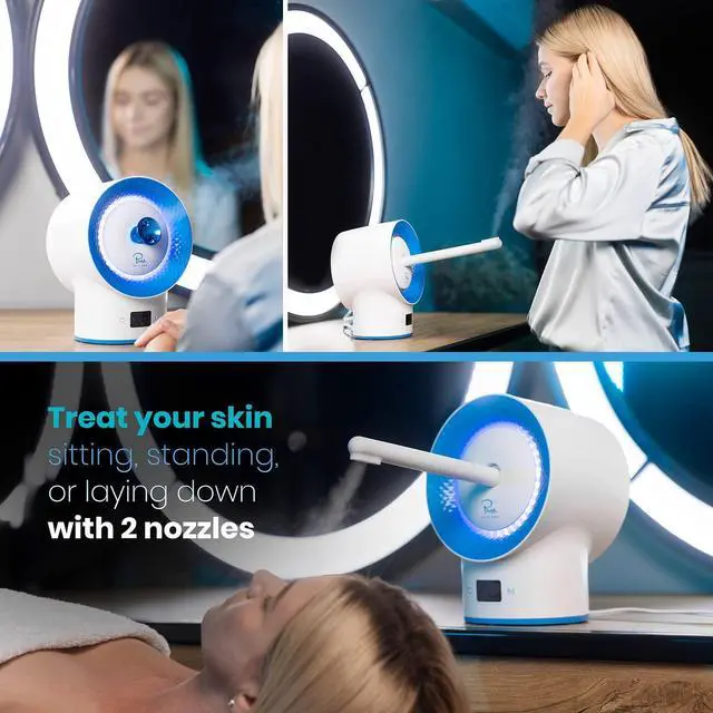 Alt view image 3 of 7 - NanoSteamer Clinical 10-in-1 Smart Dermatologist Grade Ionic Facial Steamer - 2 Multi-Position Face Steamer Nozzles for Aromatherapy - 6 Pre-Porgrammed Modes - Include Extraction Set
