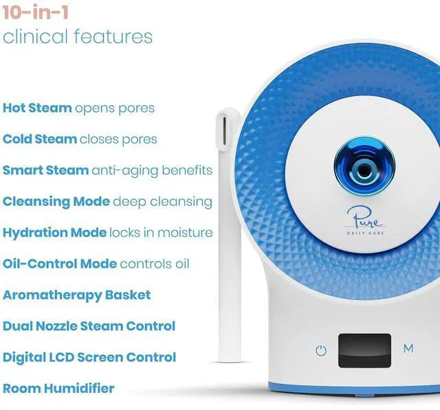 Alt view image 6 of 7 - NanoSteamer Clinical 10-in-1 Smart Dermatologist Grade Ionic Facial Steamer - 2 Multi-Position Face Steamer Nozzles for Aromatherapy - 6 Pre-Porgrammed Modes - Include Extraction Set