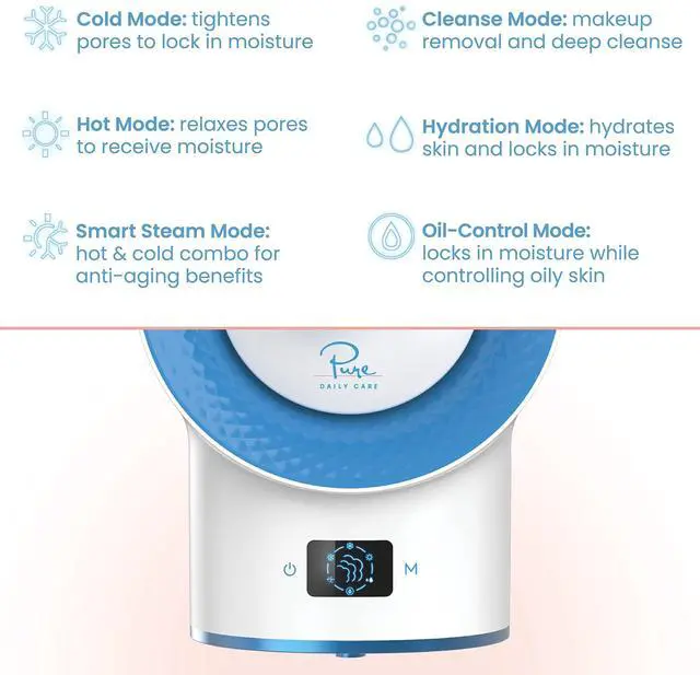 Alt view image 4 of 7 - NanoSteamer Clinical 10-in-1 Smart Dermatologist Grade Ionic Facial Steamer - 2 Multi-Position Face Steamer Nozzles for Aromatherapy - 6 Pre-Porgrammed Modes - Include Extraction Set